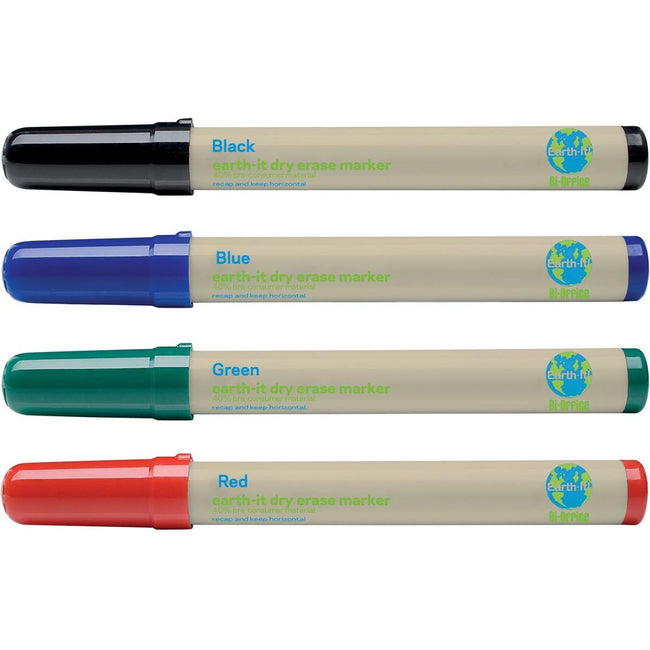 Bi-Office - Pennarelli per lavagna Bi-Earth-It, set da 4 in colori assortiti