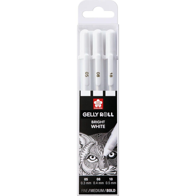 Sakura - Gel Writer Gelly Roll Set classico da 3 larghezze bianche