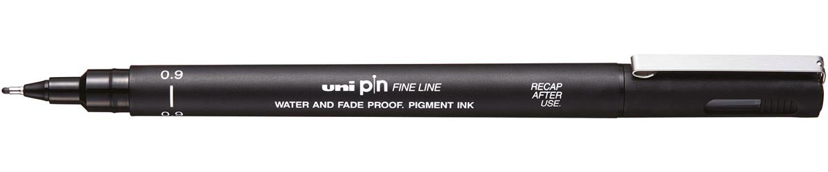 Uni-ball - Uni Pin fineliner, ronde punt, 0,9 mm, zwart