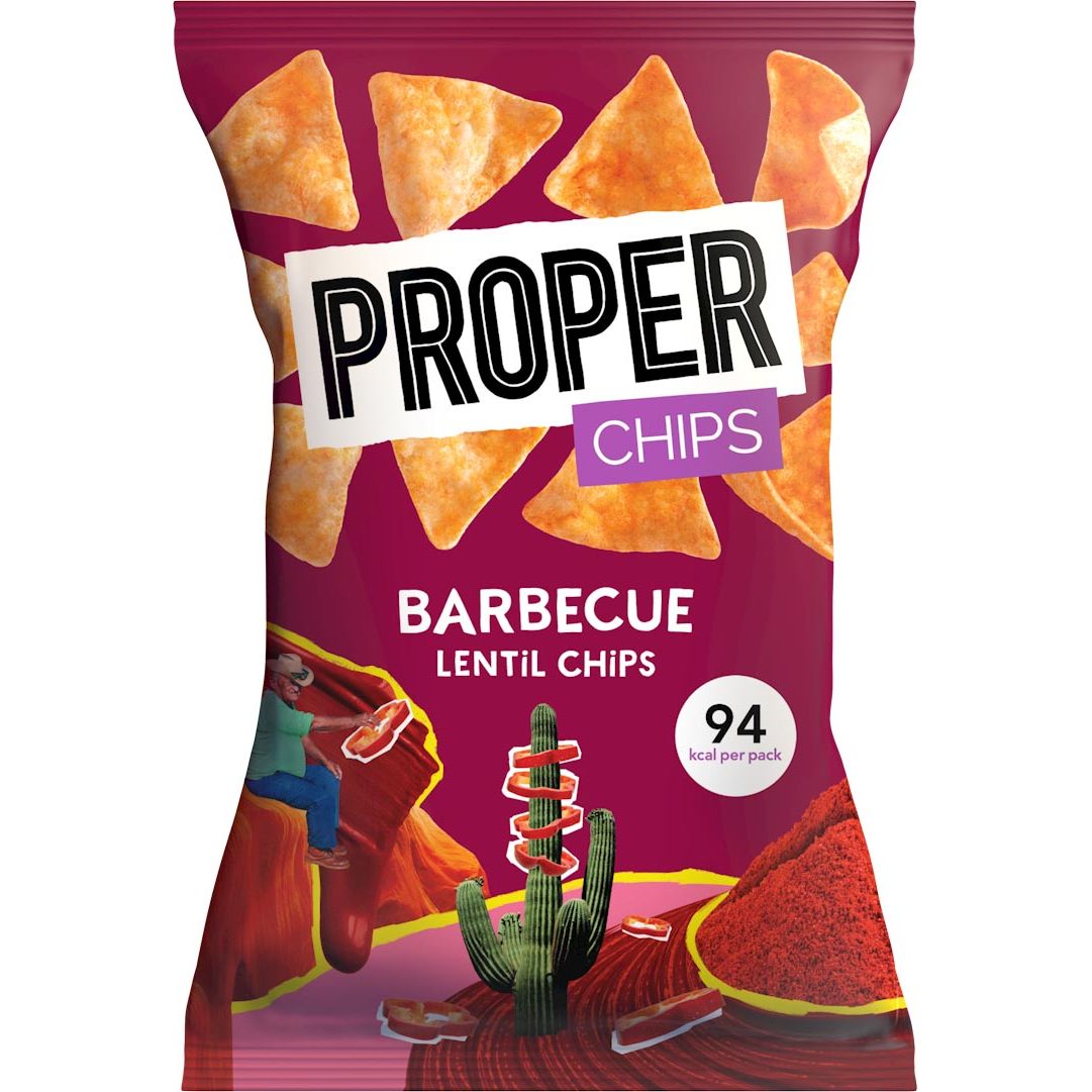 Proper -   lentil chips Barbecue, zak van 20 g