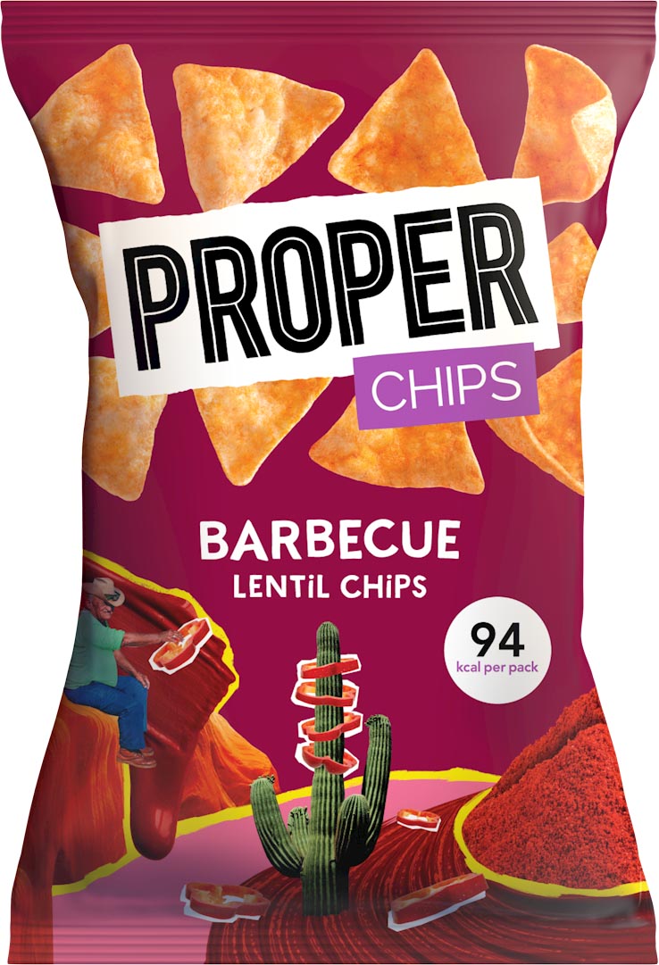 Proper -   lentil chips Barbecue, zak van 20 g