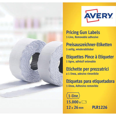 Avery - PLR1226 labels for price tag removable, ft 12 x 26 mm, 15,000 labels, white