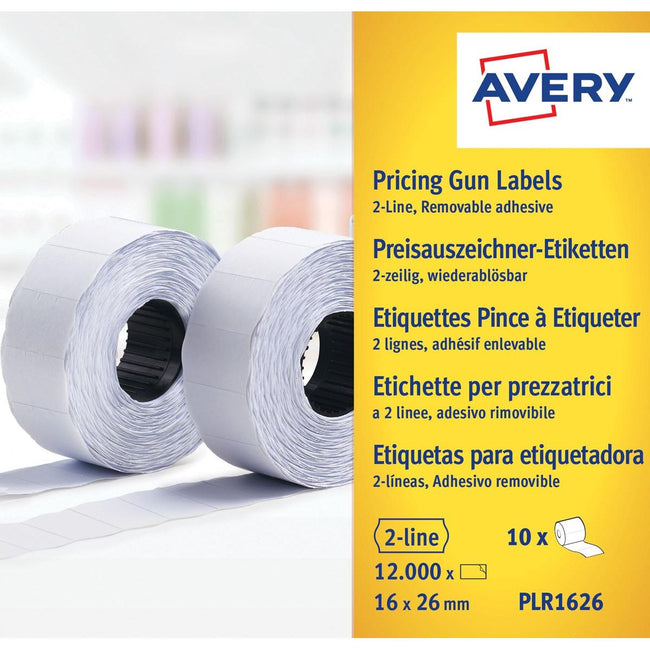 Avery - PLR1626 Étiquettes pour le prix non permanente, ft 26 x 16, 12 000 étiquettes, blanc