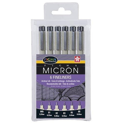Sakura - Fineliner pigma micron set 6 pezzi nero