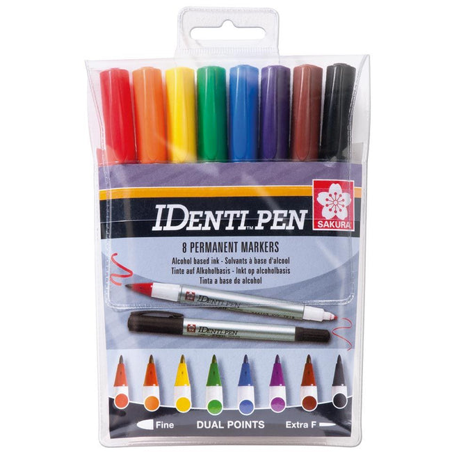 Sakura -  merkstift IDenti-Pen, etui van 8 stuks in geassorteerde kleuren