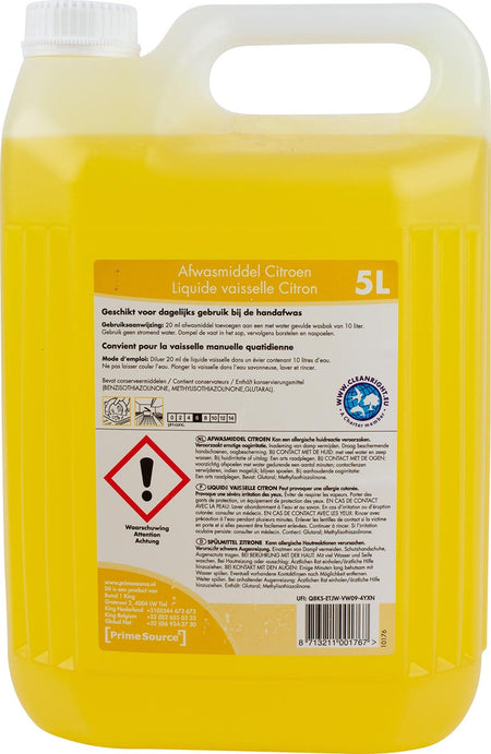 Primesource -  handafwasmiddel citroen, fles van 5 l