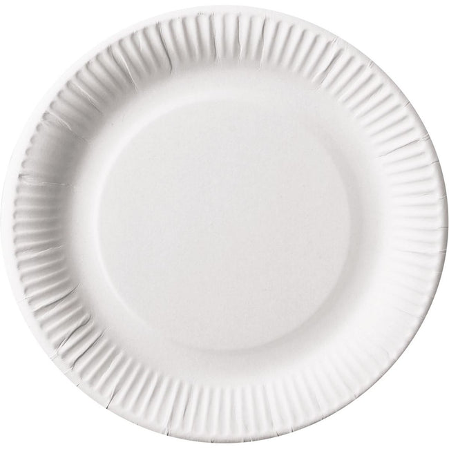Conpax - Assiette pure, ronde, blanche, diamètre 23 cm, en carton, paquet de 100 pièces