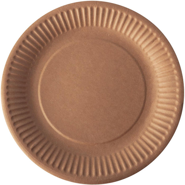 Conpax - Assiette pure, ronde, marron, diamètre 19 cm, en carton, paquet de 20 pièces