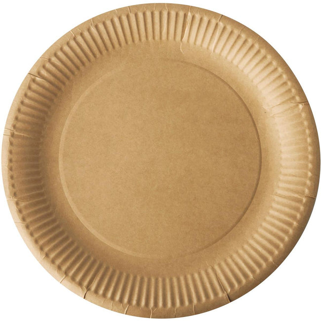 Conpax - Assiette pure, ronde, marron, diamètre 23 cm, en carton, paquet de 20 pièces