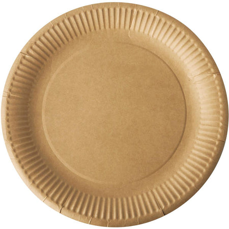 Conpax - Plato puro, redondo, marrón, diámetro 23 cm, de cartón, paquete de 20 piezas