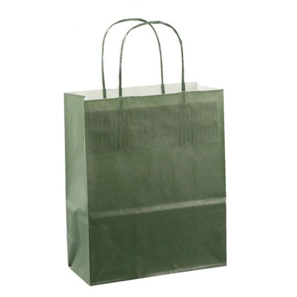 Papieren koordtas 18x08x22cm 50st donker groen | 4 stuks