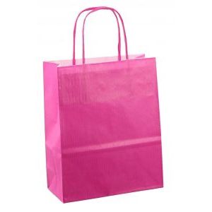 Bolsa de papel con cordón 18x08x22cm 50ud fucsia