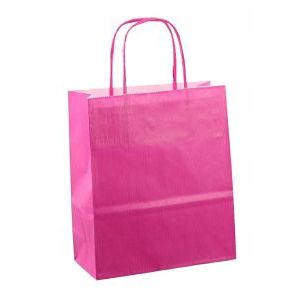 Papieren koordtas 22x10x31cm 50st fuchsia