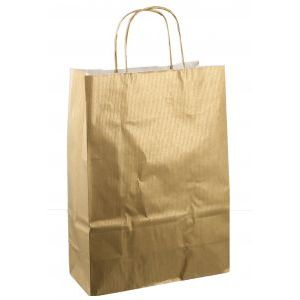 Bolsa de papel con cordón 22x10x31cm 50ud oro