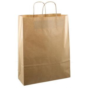 Papierbeutel mit Kordelzug, 32 x 12 x 41 cm, 50 Stück, braunes Kraftpapier