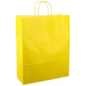 Bolsa de papel con cordón 32x12x41cm 50ud amarillo brillante
