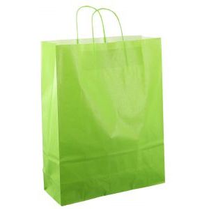 Bolsa de papel con cordón 32x12x41cm 50ud verde claro