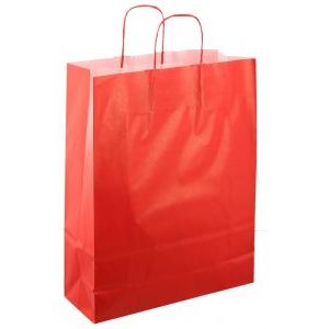 Papieren koordtas 32x12x41cm 50st rood | 4 stuks