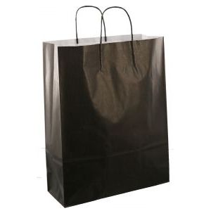 Papierbeutel mit Kordelzug, 32 x 12 x 41 cm, 50 Stück, schwarz