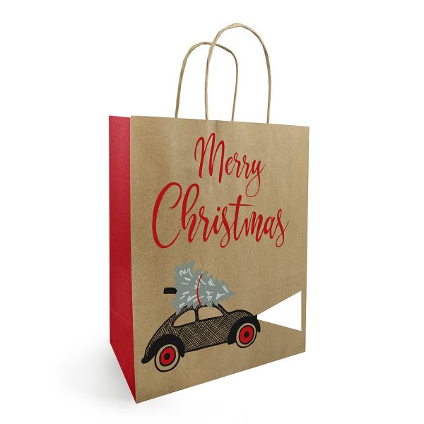 Paper drawstring bag CHRISTMAS 18x08x22cm Drive RG 50 pieces