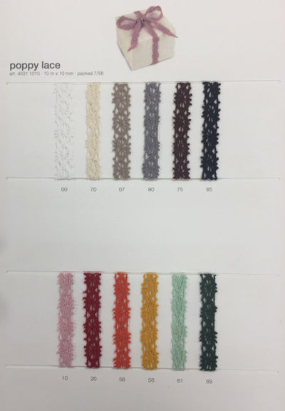 Poppy lace 10m x 10mm black