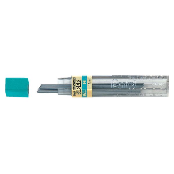 Pentel -  Potloodstift H 0.7mm zwart koker à 12 stuks