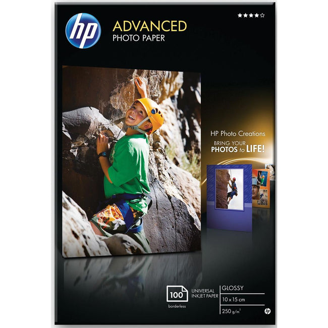 HP - Advanced photo paper ft 10 x 15 cm, 250 g, pack of 100 sheets, glossy