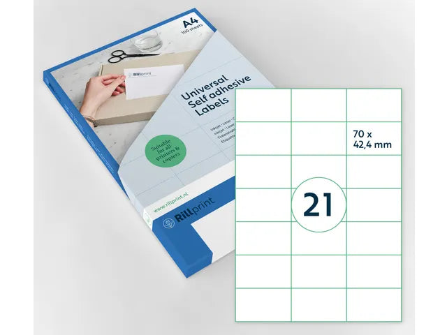 Klika - Etiqueta | papel | 70x42,3 mm | blanco | 2100 piezas