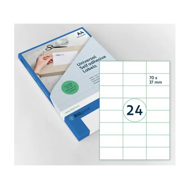 Klika -  Etiket 70x37mm Wit 2400 stuks