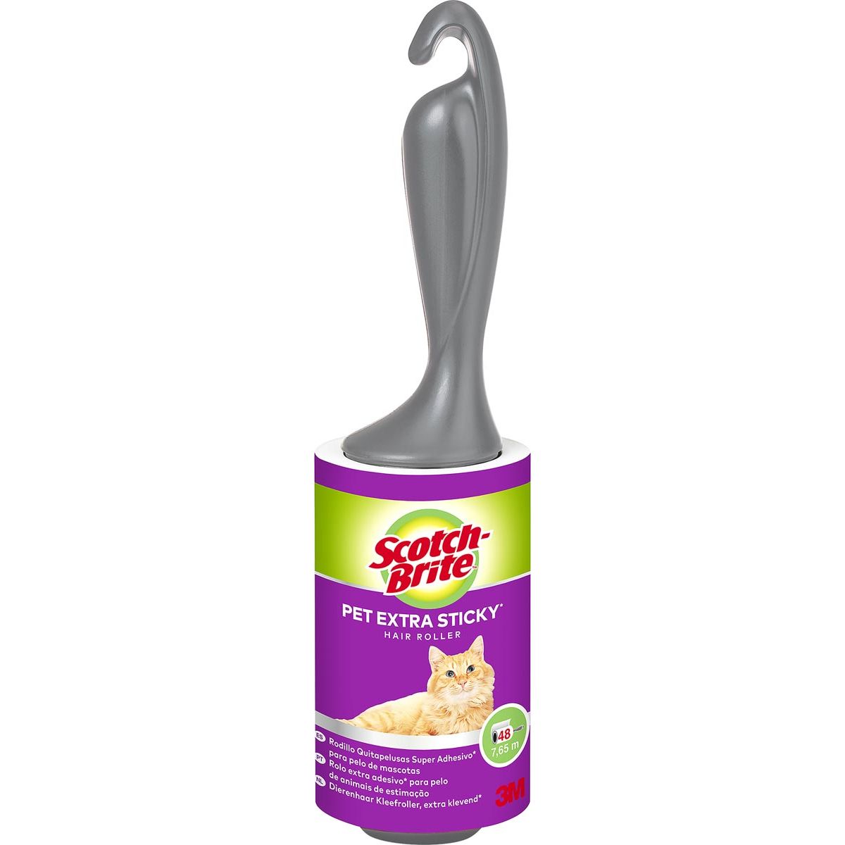 Scotch Brite - Brite Fusselkleberoller, extra Kleber für Tierhaare, 48 Blatt