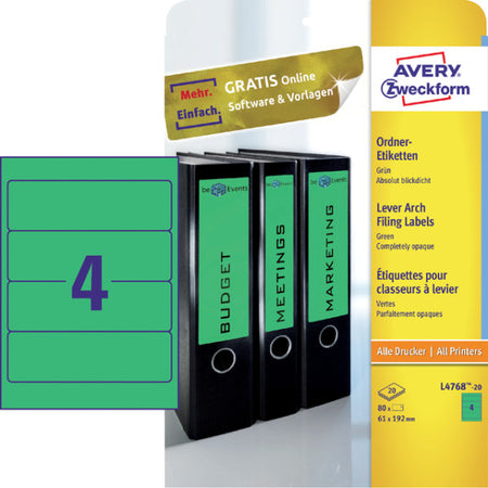 Avery Zweckform - Etiqueta trasera ancha 61x192mm autoadhesiva verde