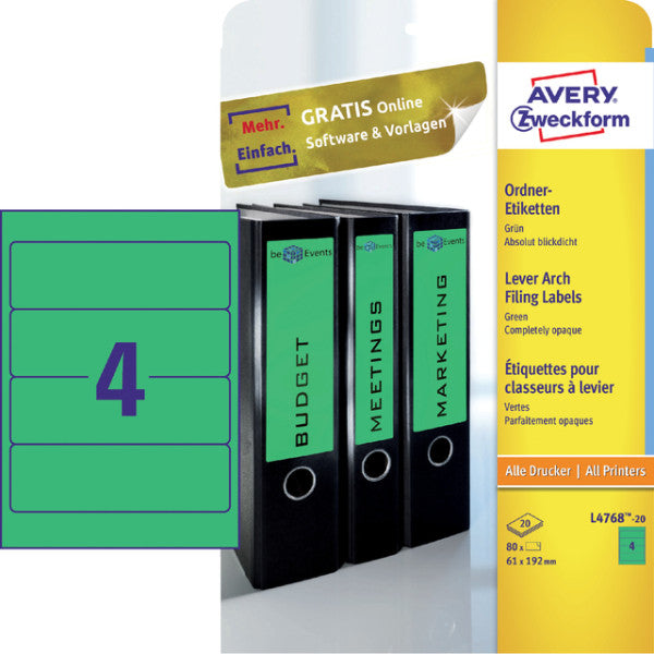 Avery Zweckform - Rückenetikett breit 61x192mm selbstklebend grün