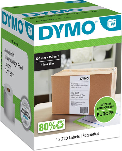 Dymo - Etiket LabelWriter 5XL etichetta di spedizione 104x159mm 1 rotolo da 220 pezzi bianco