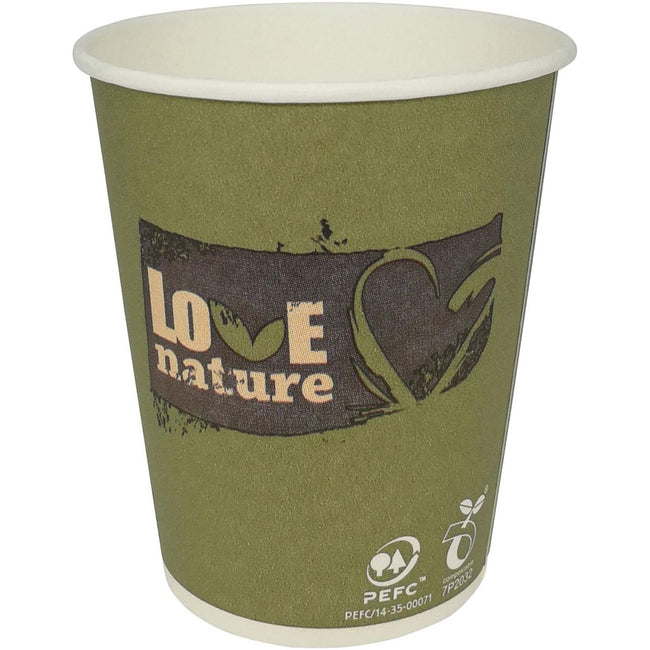 Merkloos - Drinkbeker Love Nature, uit karton, 150ml, pak van 100 stuks