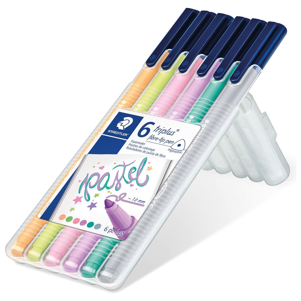 Staedtler - Felt -Tip Stop Triplus Couleur, Set -Up Box avec 6 couleurs pastel