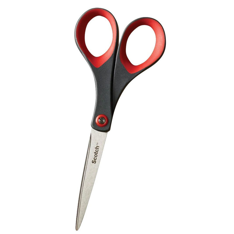 Scotch -  schaar Precision, ft 18 cm, rechts en links, scherpe punt, RVS, grijs/rood, blister van 1stuk