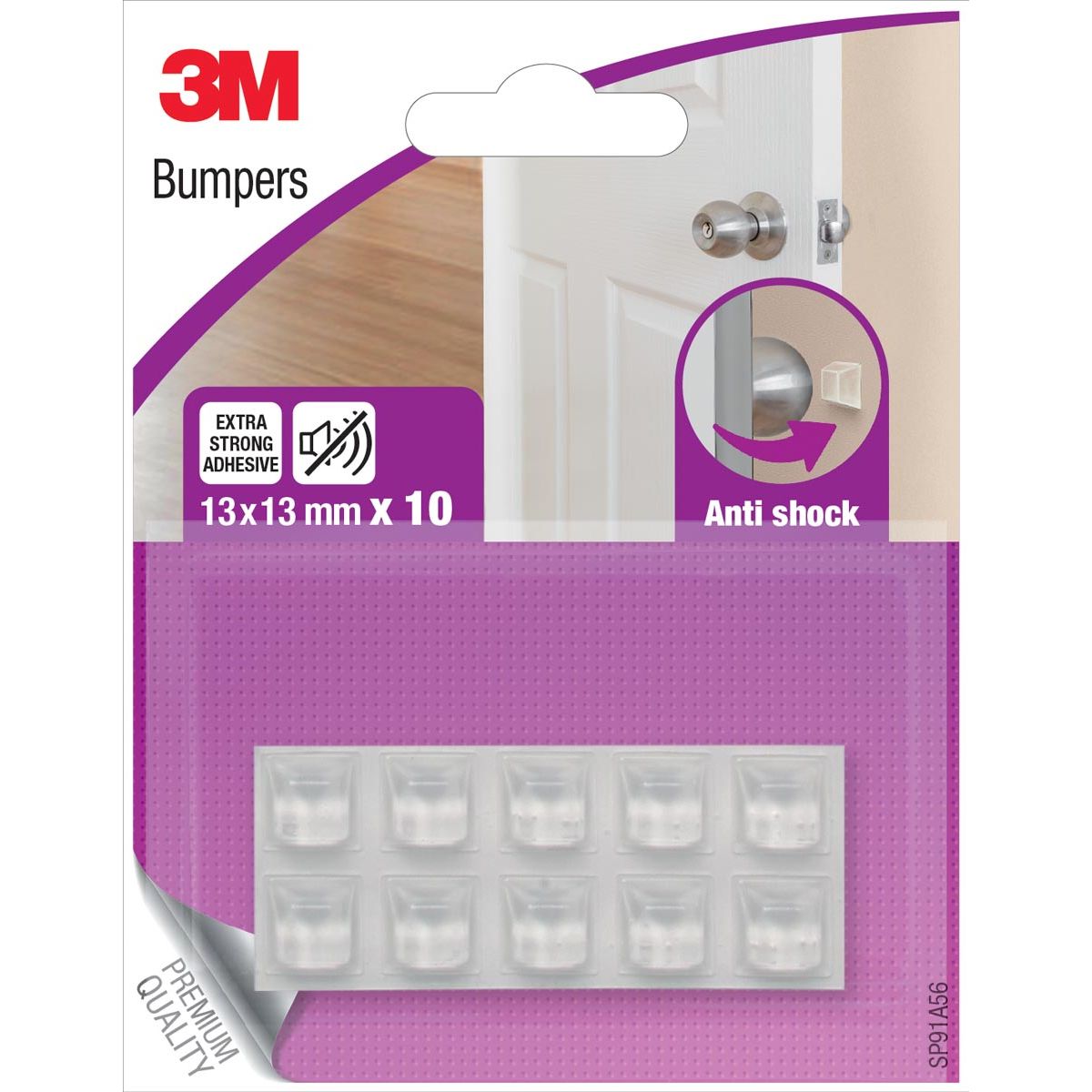 3M - Shorts auto-adhésifs, ft 13 x 13 mm, transparent, ampoule de 10 pièces