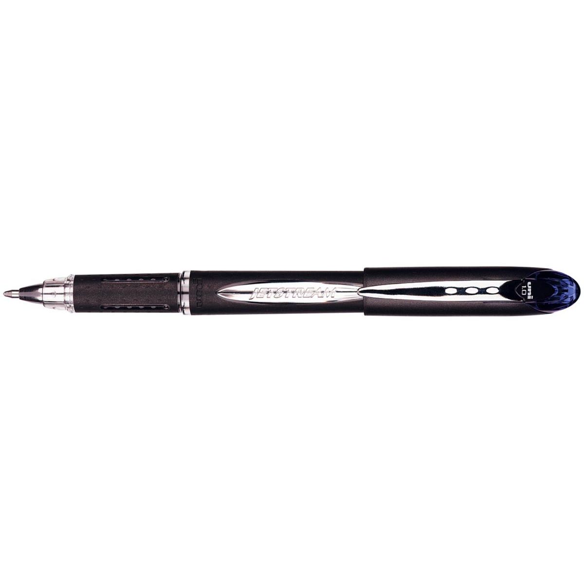 Uni-ball -  roller Jetstream blauw, schrijfbreedte 0,45 mm, medium schrift, schrijfpunt 1 mm, zwarte rubb...
