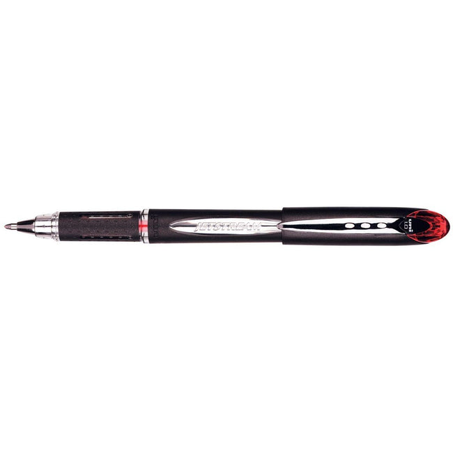 Uni-Ball - Roller Jetstream rot, Schreibbreite 0,45 mm, mittlere Schrift, Schreibspitze 1 mm, schwarzes Gummi...