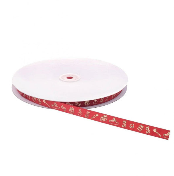 Satin Sint ribbon rood 12mm x 100 meter