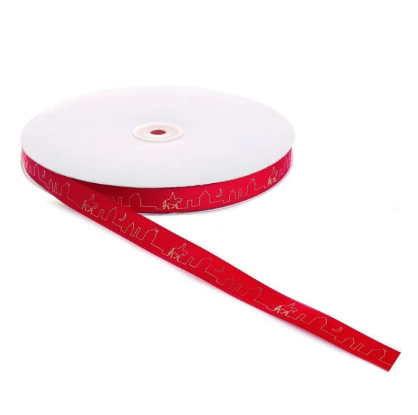 Santa on roof ribbon red 16mm x 25 meters