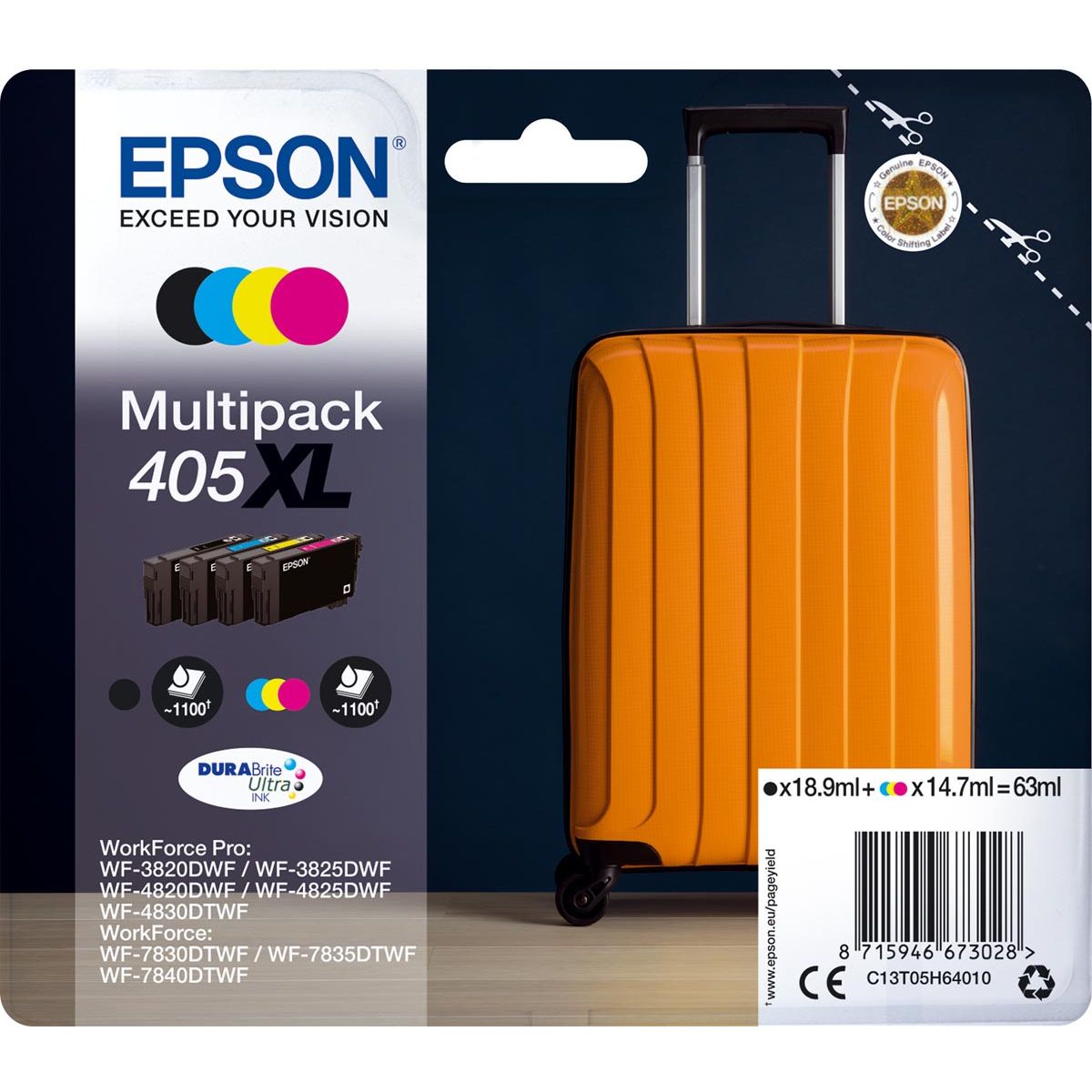 Epson - Tintenpatrone 405XL T05H64 Schwarz + 3 Farben
