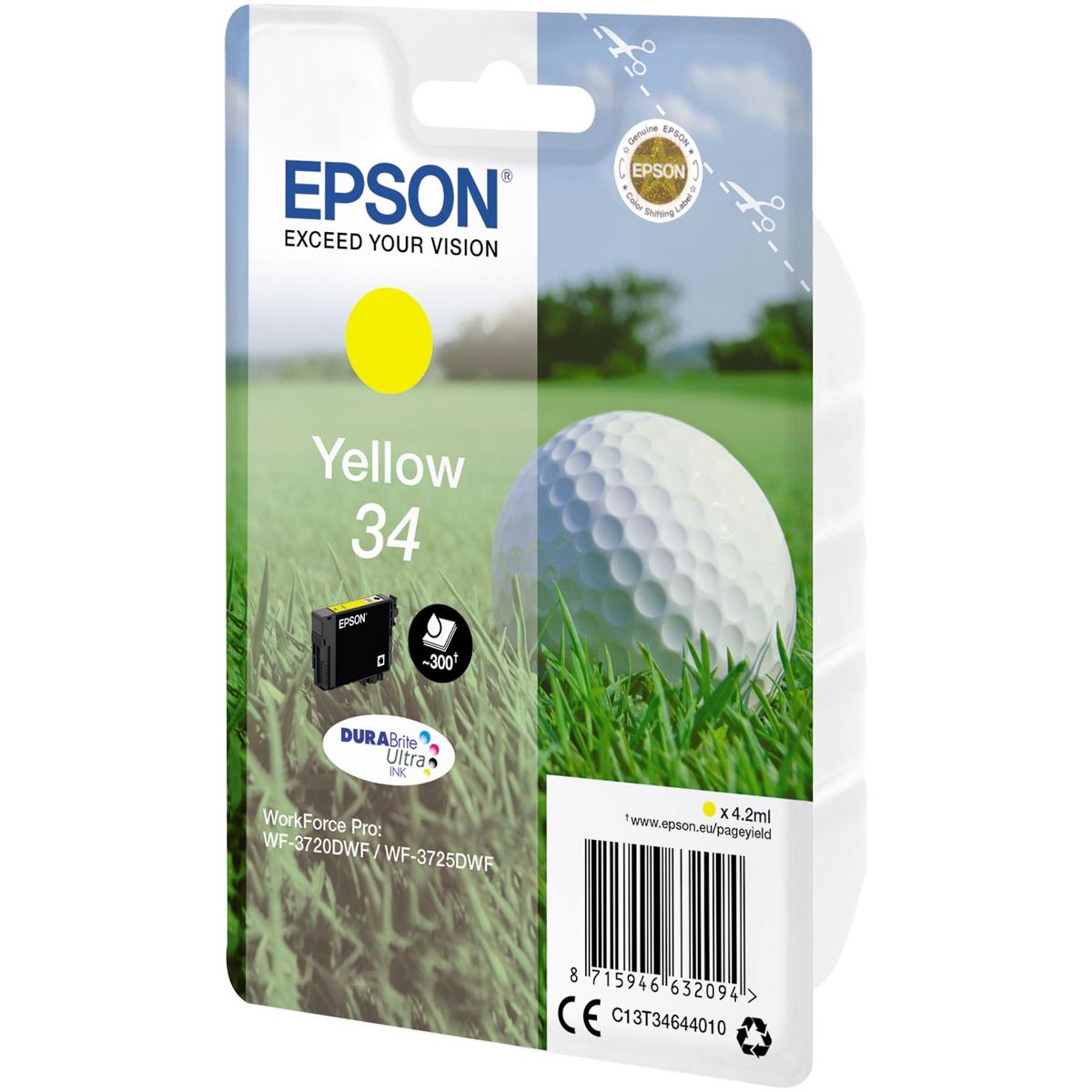 EPSON - Cartridge à encre 34, 300 pages, OEM C13T34644010, Geel