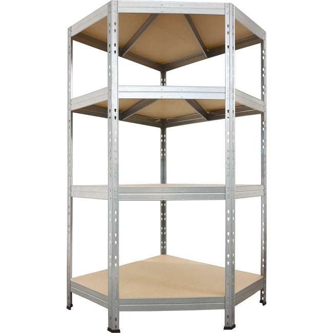 AR SHELVING - Scaffale angolare Rivet, ft 180 x 90 x 90 x 45 cm, 4 ripiani HDF, zincato