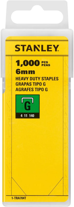 Stanley - graffe tipo G, 6 mm, scatola da 1.000 graffe