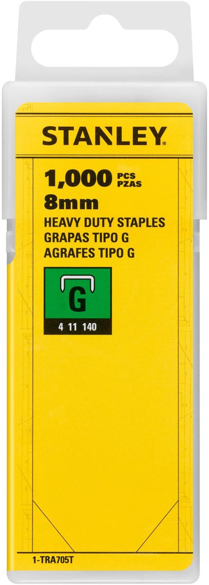 Stanley - graffe tipo G, 8 mm, scatola da 1.000 graffe