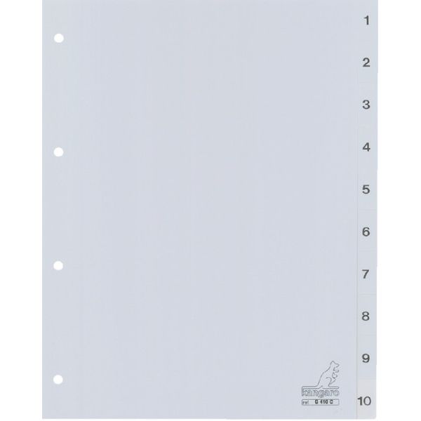 Filex - Tabs 4-hole 410N 1-10 numbered gray PP