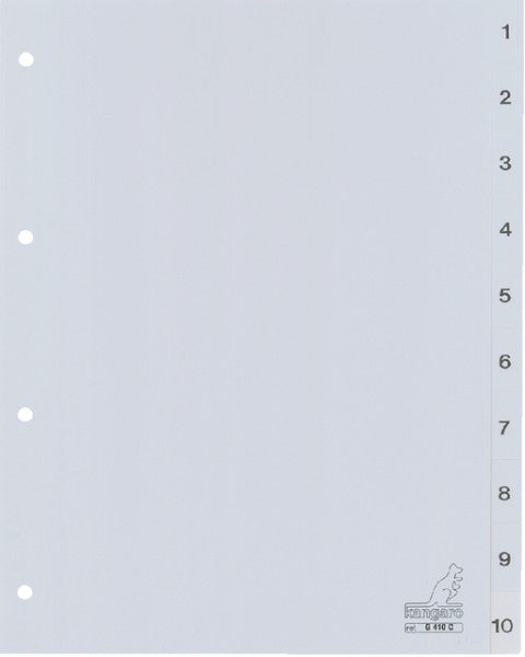 Filex - Tabs 4-hole 410N 1-10 numbered gray PP