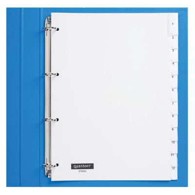 Quantore - Onglets 4 trous 12 pièces avec fenêtre PP blanc