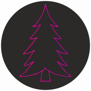 Timmers - Etiqueta / Adhesivo para Bolsa Navidad: 'Árbol de Navidad' 90mm negro mate con metalizado..